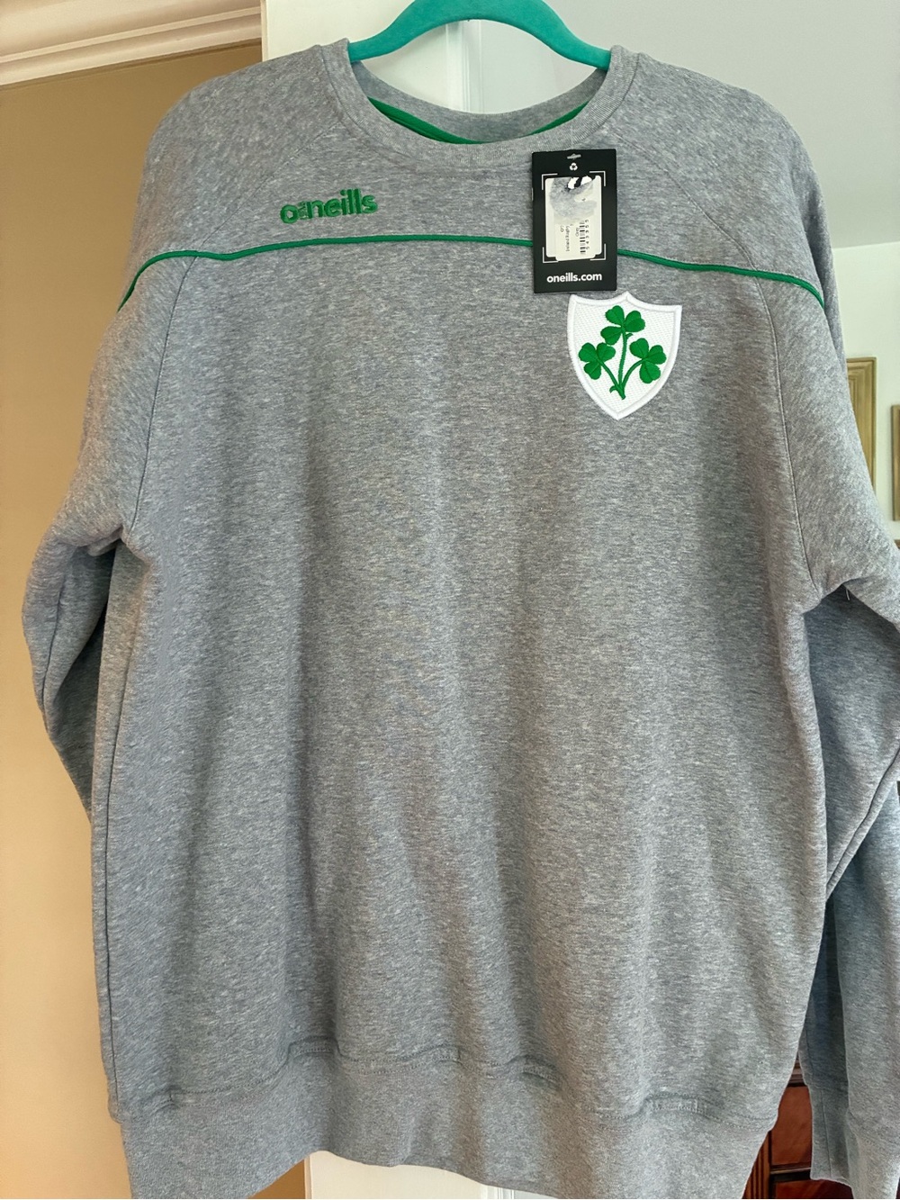 O'Neill Grey Crewneck Sweatshirt with Ireland rugby Crest